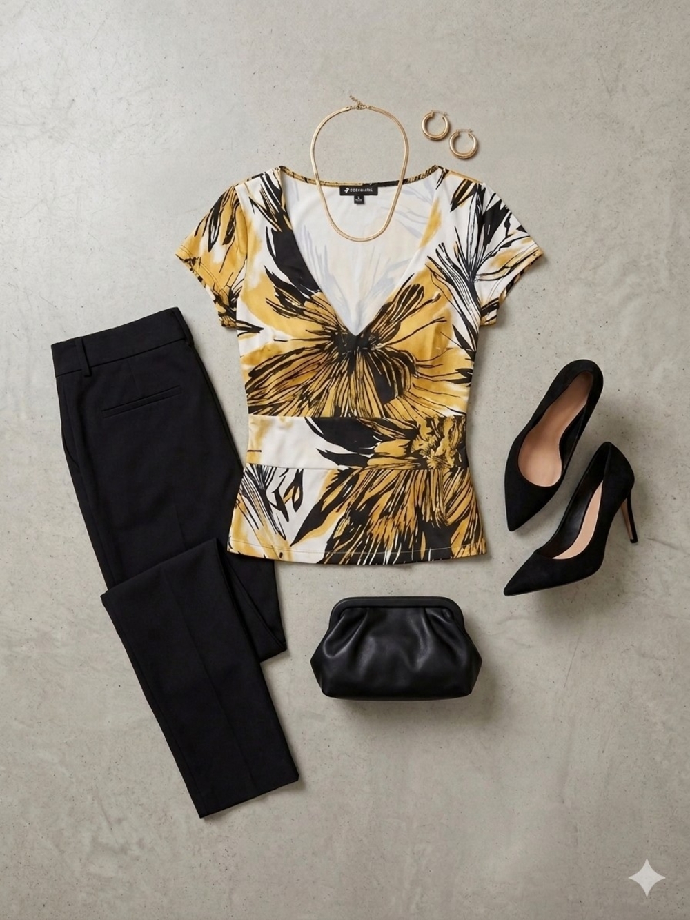 Smart Set Zebra-Print Top in Yellow Black & White